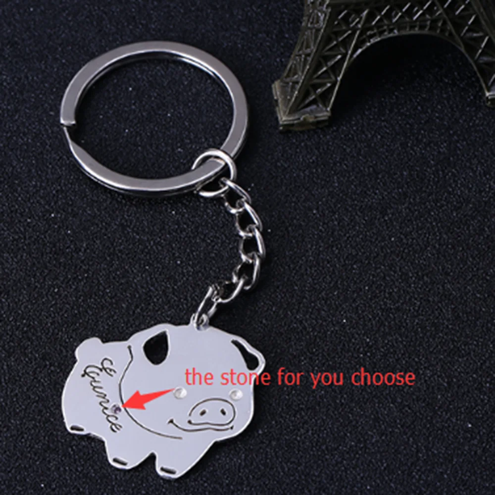 Индивидуальный брелок 925 твердая искусственная Свинья Форма с камнем по месяцу