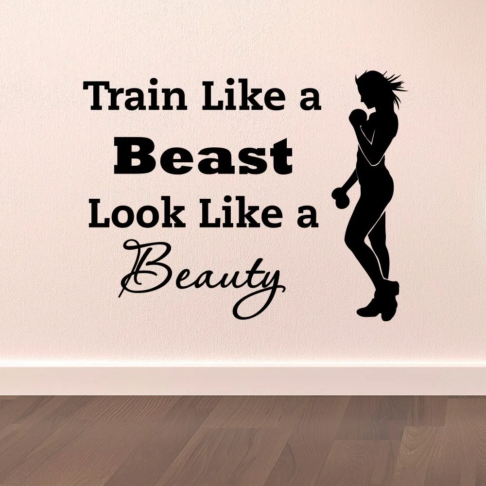 

Sports Wall Decal Quotes Train Like A Beast Look Like A Beauty Vinyl Stickers Gym Fitness Motivation Health Sports Wall Art