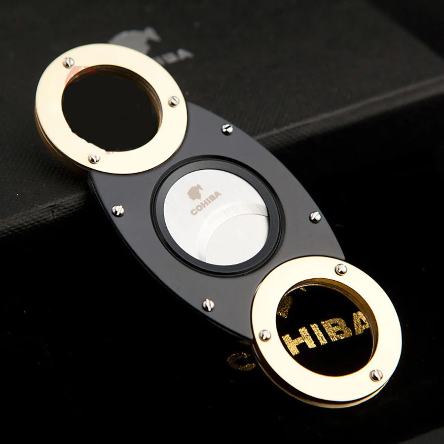 356GA COHIBA двойные лезвия нержавеющая сталь позолоченные обрезки сигар карман гаджеты устройство для резки сигар ножи кубинский сигары ножницы 163GH - Цвет: 356GA