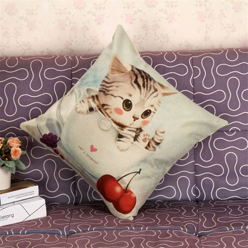 1 Pc Cartoon Cats Pillow Case Sofa Bed Back Cushion Cover Pillowslip Cute Style Home Decoration | Дом и сад