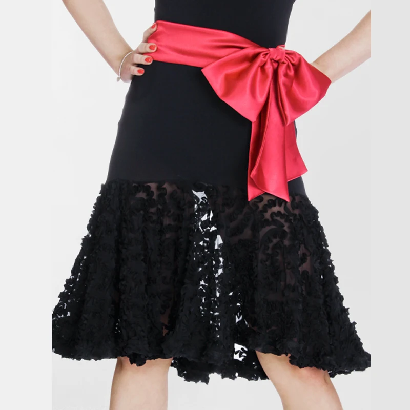 

Professional Latin Dance Skirt Women Black Competition Practice Ballroom Tango Skirt Tassel Fringe Latin Salsa Dance Skirt