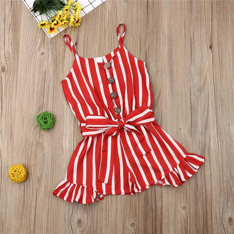 

2019 Infant Toddler Kids Baby Girls Striped Sleeveless Romper Jumpsuit Outfits Fashion Summer Cute Playsuit