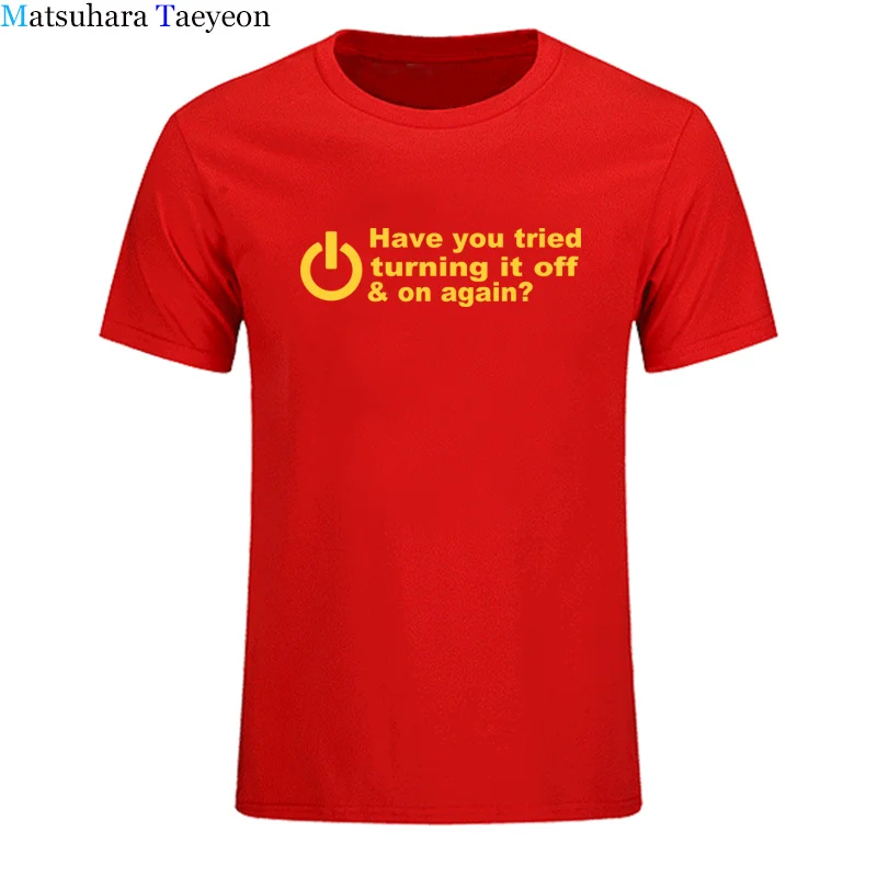 Men's T-shirt HAVE YOU TRIED TURNING IT OFF AND ON AGAIN? FUNNY PRINTED MENS T SHIRT GEEK NERD Tshirts Clothing | Мужская одежда