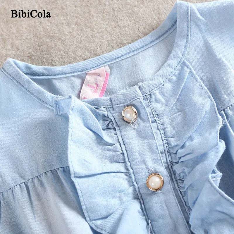 BibiCola Summer Baby Girl Dress Sleeveless Cute Denim Draped Kids Princess Party Dresses Children Girls Clothing | Детская одежда и
