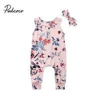 pudcoco us stock fashion toddler girl clothes hot floral romper sleeveless jumpsuit outfits clothes headband set