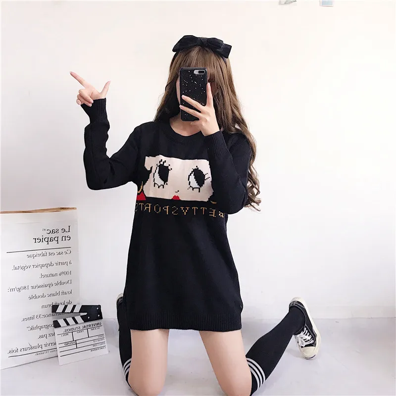 2019 Autumn Women Preppy Style Sweater Letter Embroidery Knitwear Korea Fashion Sister Girls Sweet Round Collar Pullovers | Женская