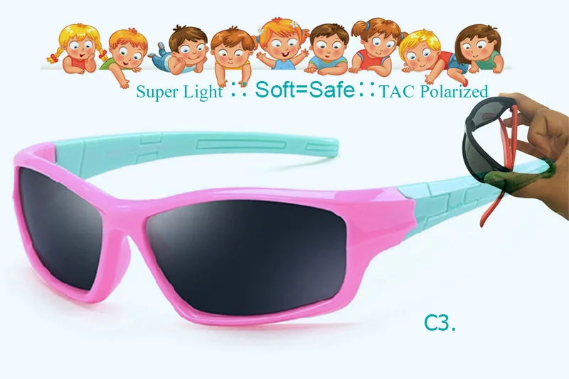 pink IVSTA гибкий TR90 солнцезащитные очки детские солнечные очки детские очки для мальчиков летние пляжные поляризованный Polaroid резиновый силиконовый чехол-бампер с безопасности H01 - Цвет линз: pink