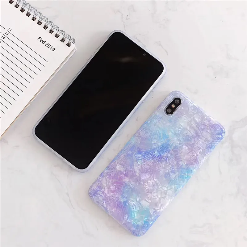 Luxury painted mother of pearl phone cases For iphone X XS XR MAX case 6 6s 7 8plus glossy TPU soft shell cover |
