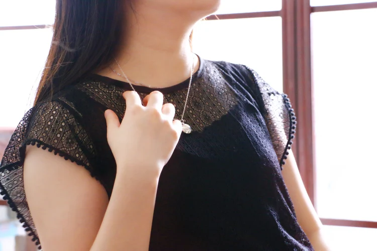 Модное круглое посеребренное украшение подвеска оптовая продажа ожерелье