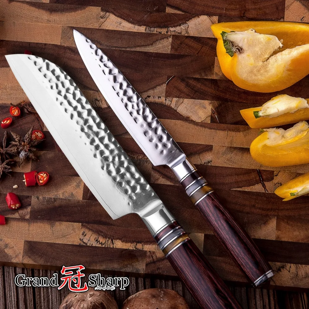 Дамасские кухонные ножи набор ножей из 2 частей vg10 японская сталь Santoku утилита шеф