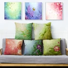 Яркий льняной чехол в скандинавском стиле с рисунком лаванды