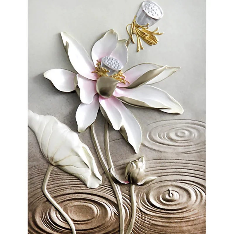3D Custom Non-woven Fabric Waterproof Wallpaper Jade Carving Lotus Modern Background Home Decora Printed Mural Arrival #64 | Обустройство