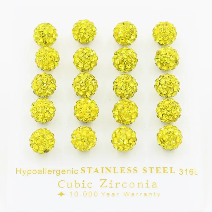 LUXUSTEEL 10 пар в наборе диско-шар в форме 6 мм бусины серьги-гвоздики белый/красный/синий/черный/розовый красный/серый/смешанный/пистолет черные серьги