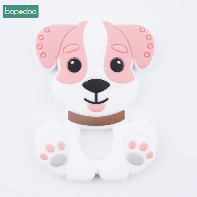 pink Bopoobo 1 шт., Детские аксессуары, силиконовая Подвеска для прорезывания зубов, собачка хаски, пищевые материалы, подвески для кормления, ожерелье, подвеска - Цвет: pink