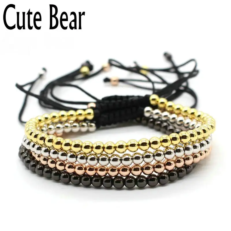 Брендовый милый Мишка ювелирные изделия оптом 4 мм медные бусины плетение