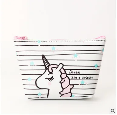 

FOURETAW 1 Piece Creative Brief Cute Unicorn Design Candy Colour Earphone Coin Data Line Sanitary Towel Home Office Storage Bag