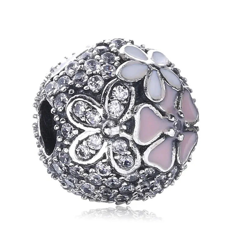 Authentic 925 Sterling Silver Stopper Pave Barrel Clear CZ Clip Charms heart Magnolia fit Bracelet European DIY Fashion Jewelry | Украшения