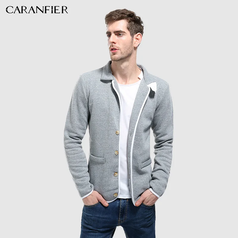 CARANFIER новые куртки мужские модные однотонные с v образным вырезом Качественная