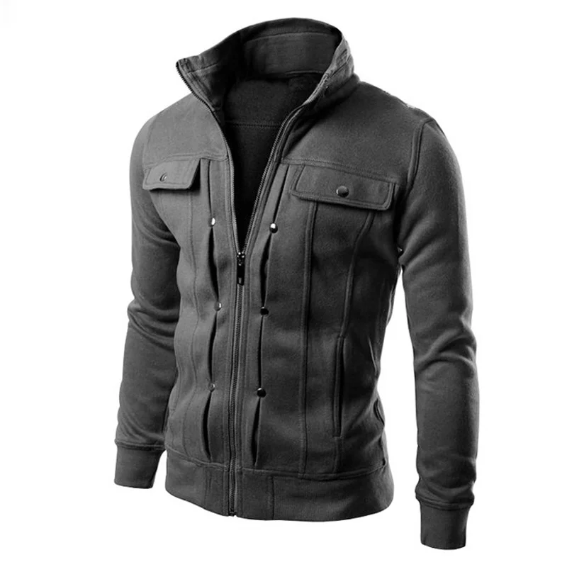 Мужской Байкерский бейсбольный блейзер с высоким воротником на молнии