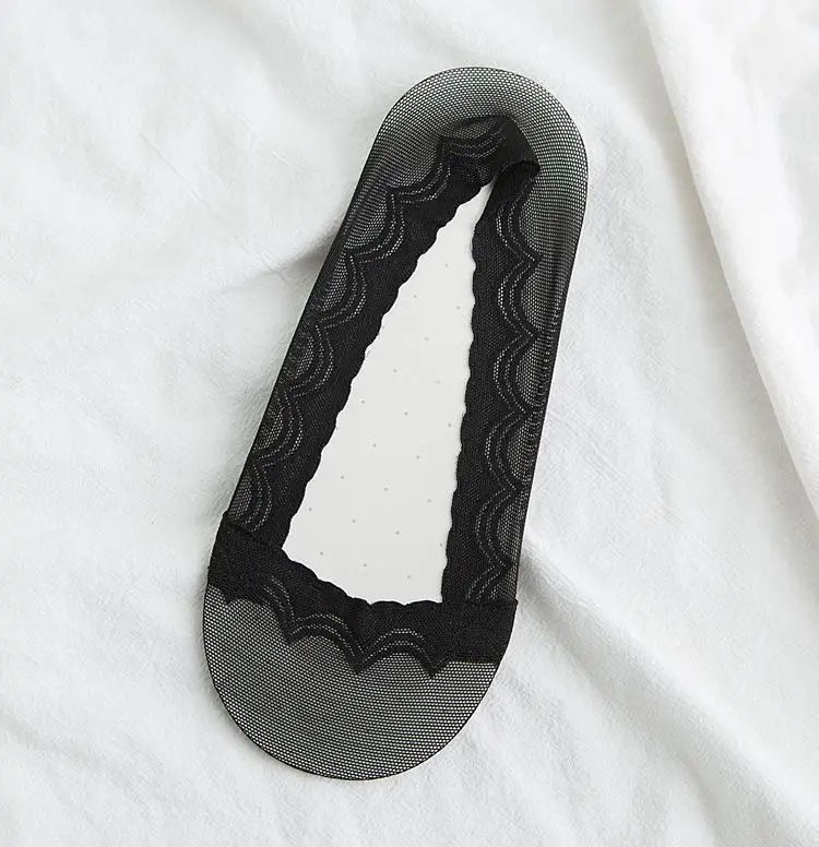 Black 1 пара, женские носки-тапочки, весенние тапочки, Короткие однотонные кружевные летние женские сетчатые носки, женские невидимые прозрачные - Цвет: Black