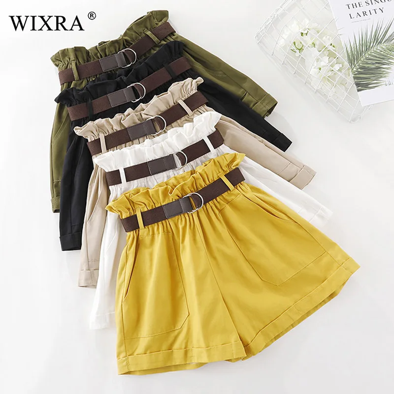 Женские шорты с высокой талией Wixra летние повседневные эластичной и карманами 2019