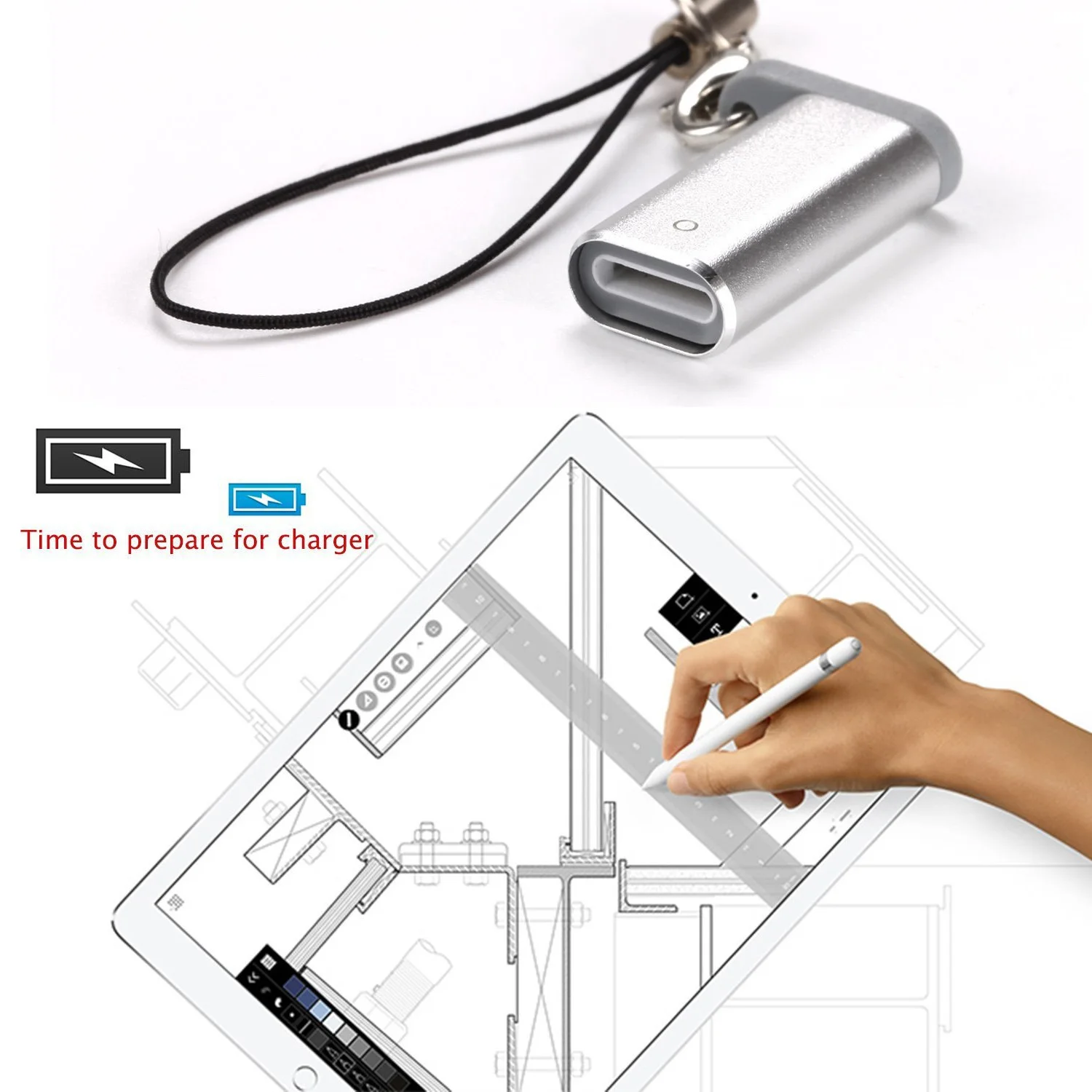 Адаптер зарядного устройства Besegad переходник с разъемом Lightning мама на USB папа для