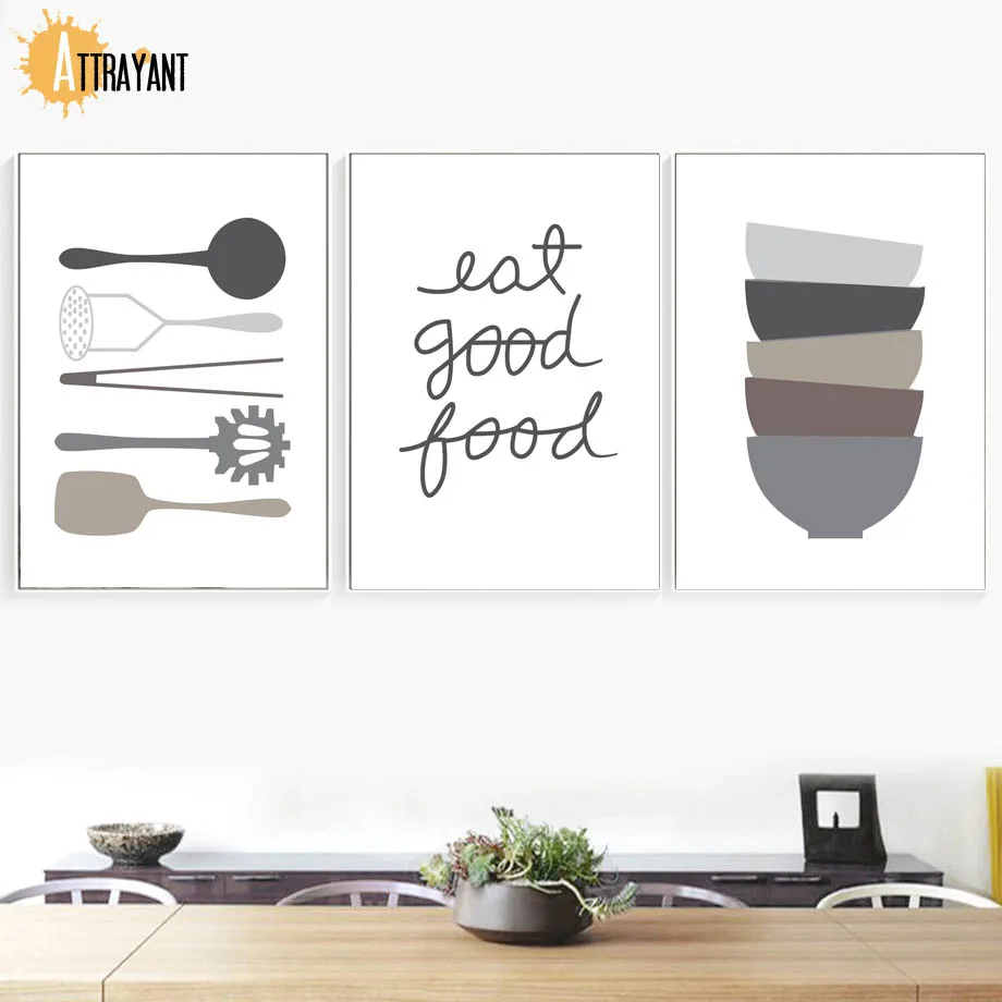 

Scandinavian Tableware Quotes kid Cartoon Wall Art Canvas Painting Nordic Posters And Prints Wall Pictures For Living Room Decor