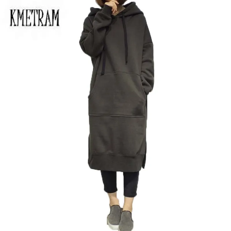 Женское зимнее платье с капюшоном теплое серое Хлопковое длинным рукавом зима 2020
