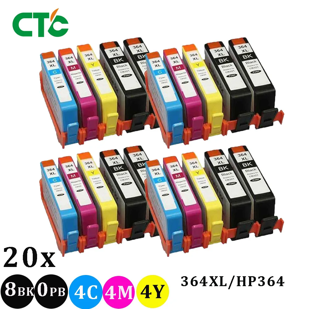 20 чернильные картриджи 364 364XL для PhotoSmart 5520 5510 6520 7520 b110a с чипами
