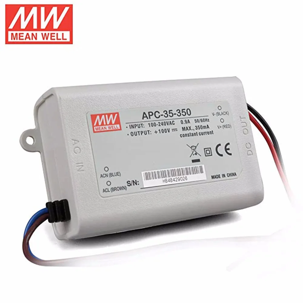 Оригинальный Meanwell Светодиодный драйвер APC 35 350 один выход Вт 28 ~ 100V 350mA бренд Mean well