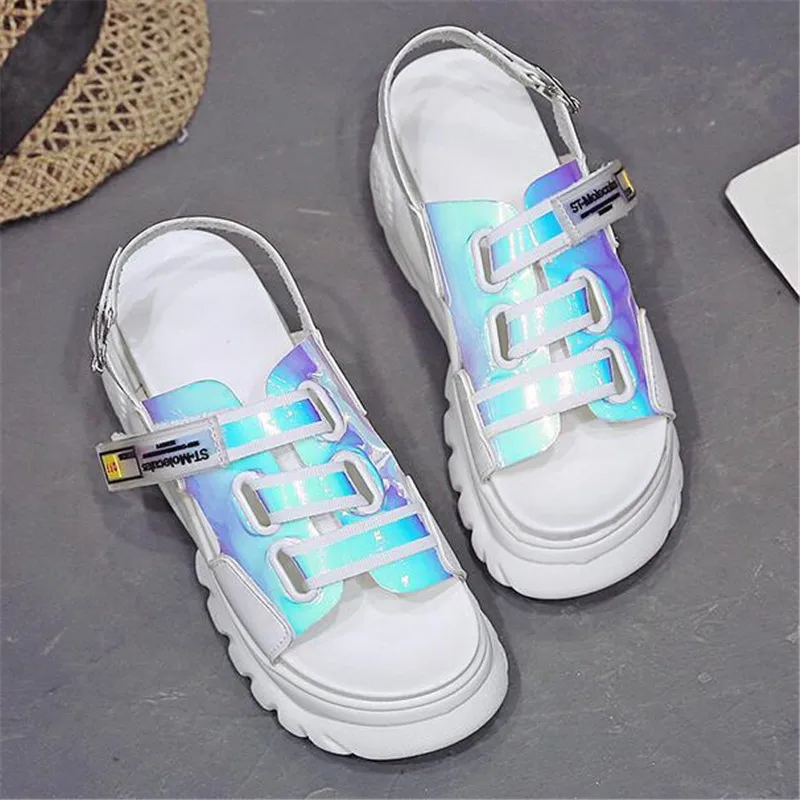 Летние женские сандалии-гладиаторы Новинка 2019 года туфли на платформе кроссовки