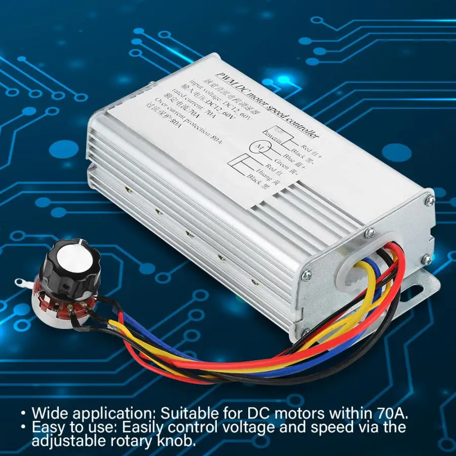 4000W Линейный под нагрузкой металла DC мотор Управление; постоянного тока 12 V-60 V 70A регулируемый привод Управление регулятор PWM скорости мотора Управление;