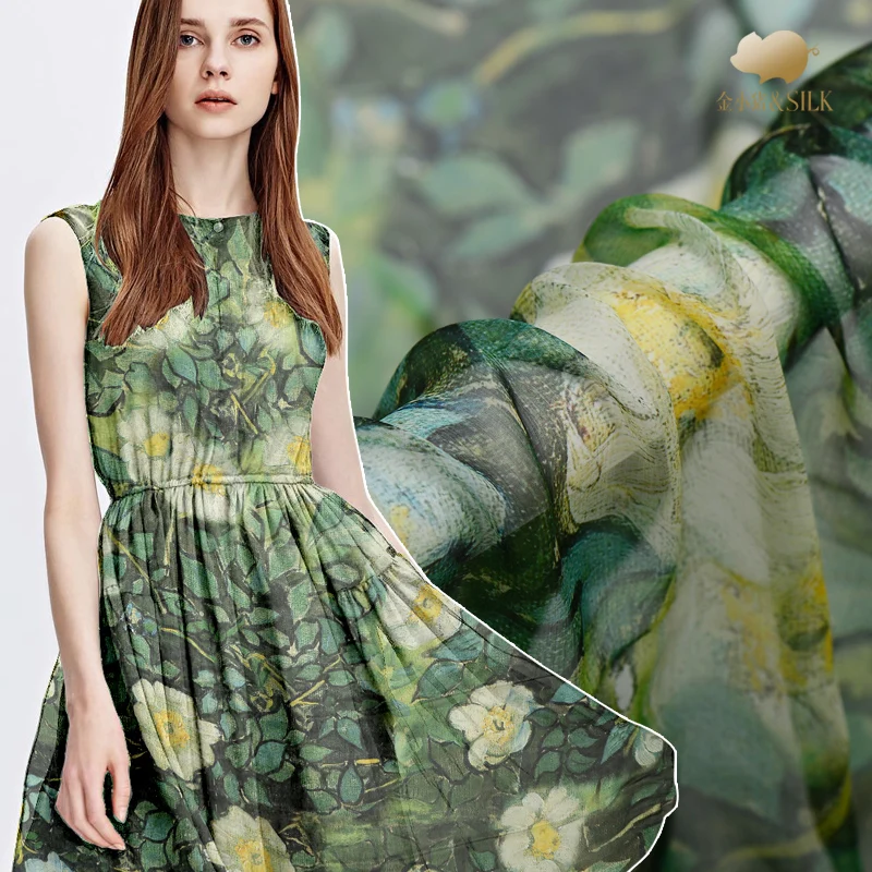 

135cm digital inkjet silk smooth fabric 5mm light silk fabric transparent breathable dress tulle fabric wholesale silk cloth