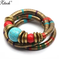 ztech fashions vintage decoration for women girls tibetan bracelets bangles inlay roundness bead adjust bangle wholesale