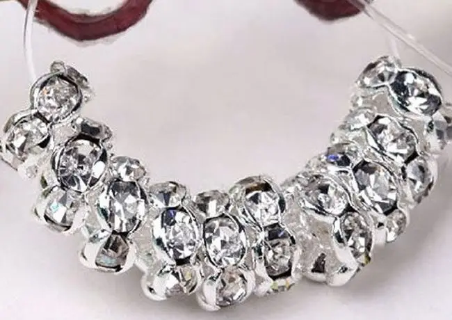 6 мм 8 10 12 p5353 белый кристалл горный хрусталь металлическая волна Rondelle Spacer
