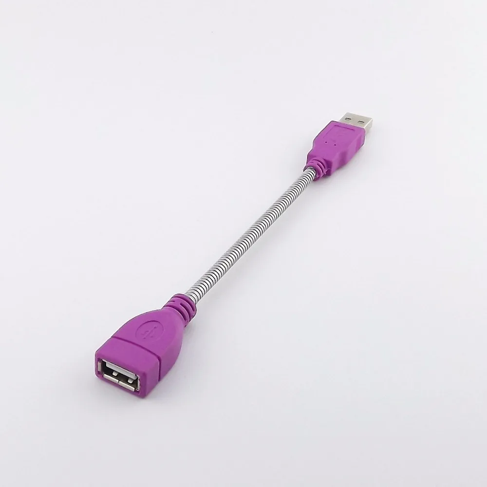 10 шт. Фиолетовый USB 2,0 A штекер к гнезду удлинитель гибкий металлический кабель-стойка 15 см
