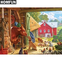 homfun full squareround drill 5d diy diamond painting family animals 3d embroidery cross stitch 5d home decor a00775