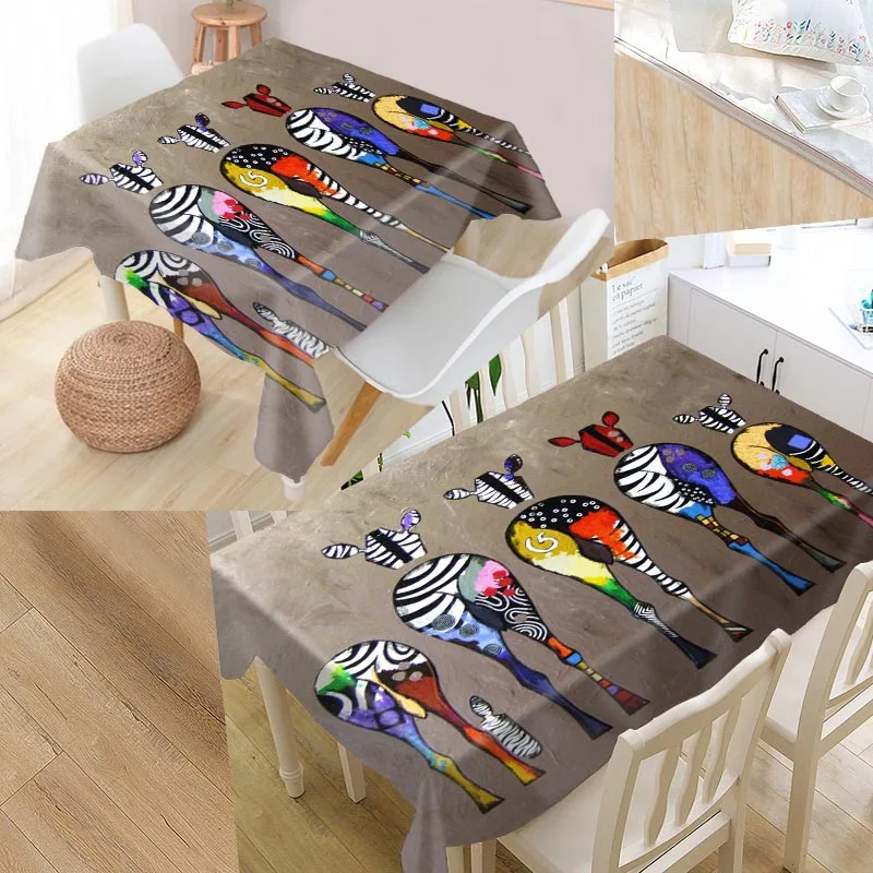 

Custom Zebra Animals Table Cloth Oxford Fabric Rectangular Waterproof Oilproof Table Cover Family Party Tablecloth
