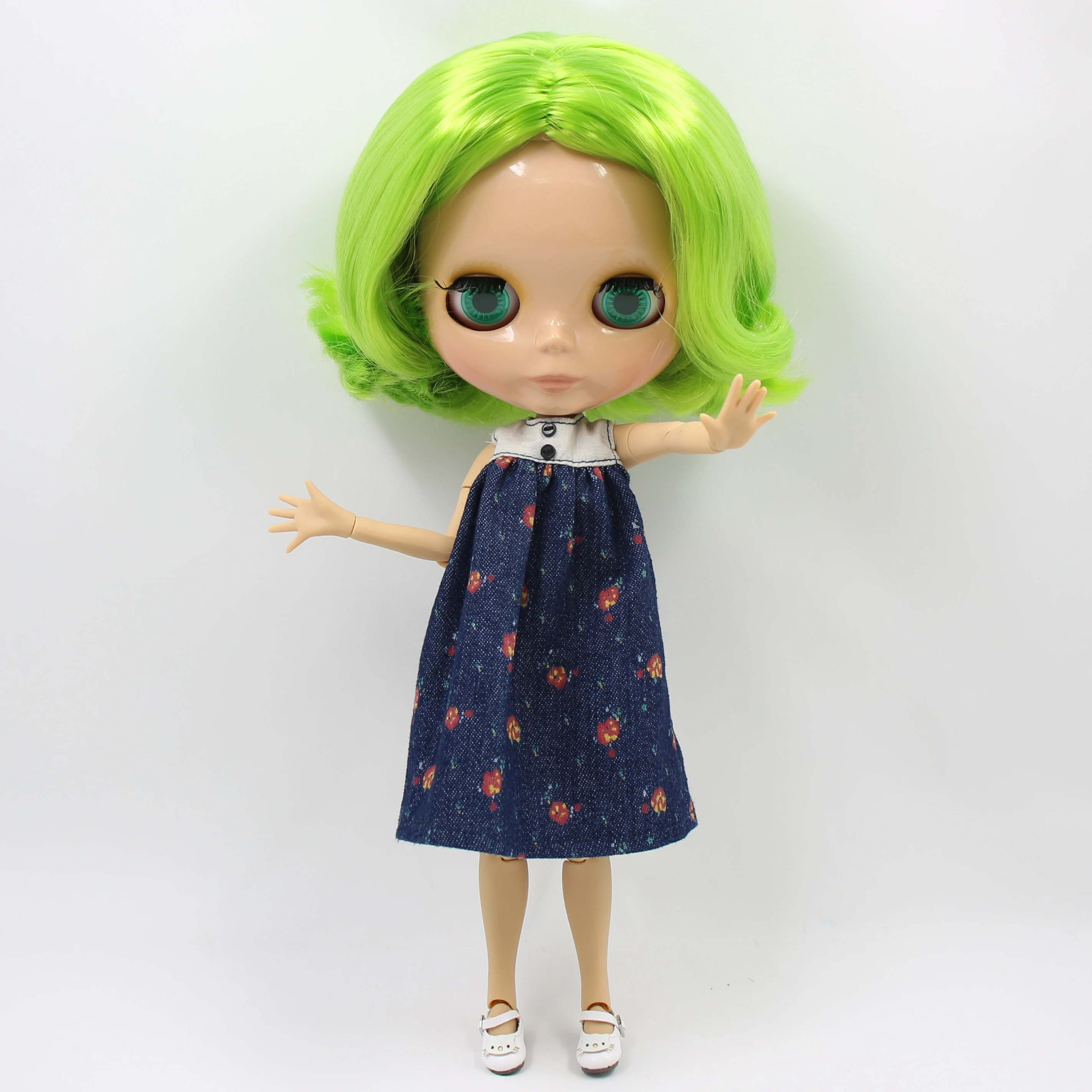 Ледяная кукла DBS Blyth 1/6 BJD ярко зеленые волосы для суставов тела белая кожа матовое
