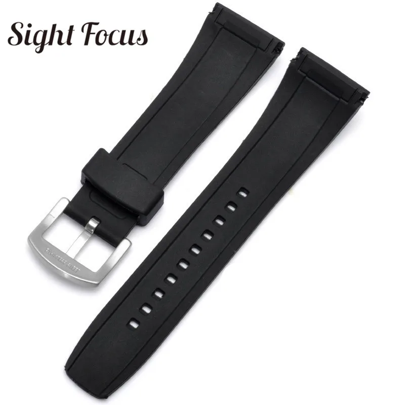 Ремешок для часов Seiko 26 мм из резины серии VELATURA с черной застежкой на штырьках для мужских наручных часов-браслетов для дайвинга.