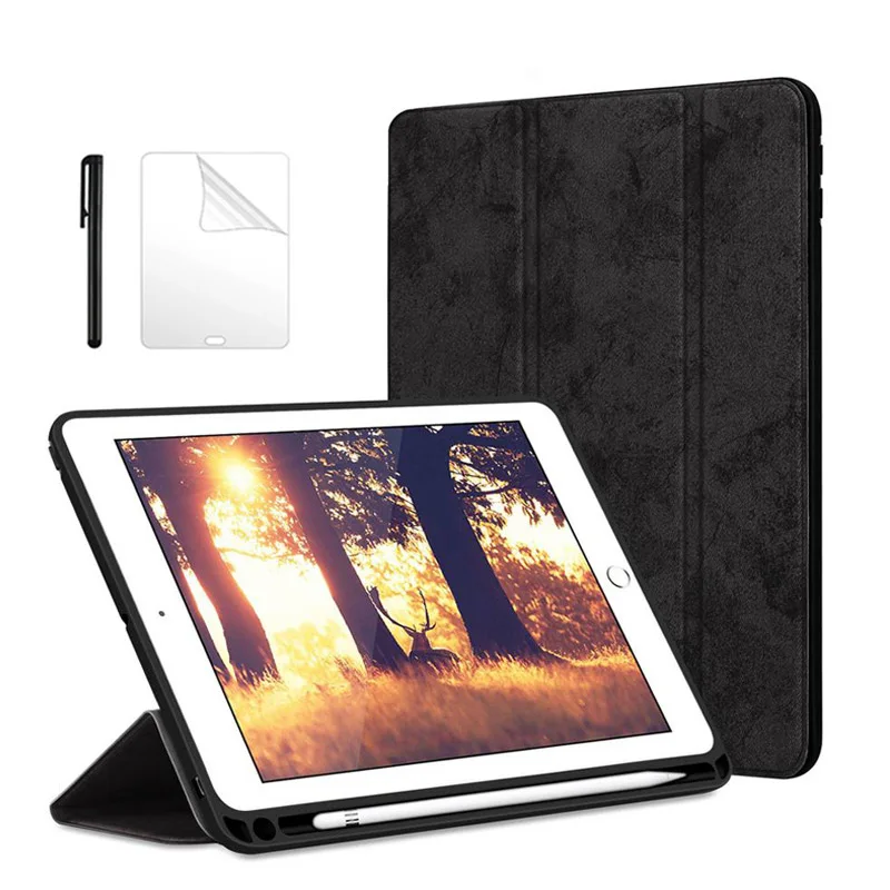 

Мягкий силиконовый чехол-подставка тройного сложения для iPad 9,7 2018 2017 чехол A1893 A1954 подставка-держатель для карандашей с автоматическим спящи...