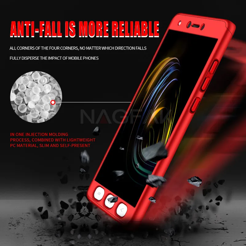 Luxury 360 Degree Protection Full Cover Phone Case for Xiaomi Redmi Note 4 4X Shockproof Global Glass |