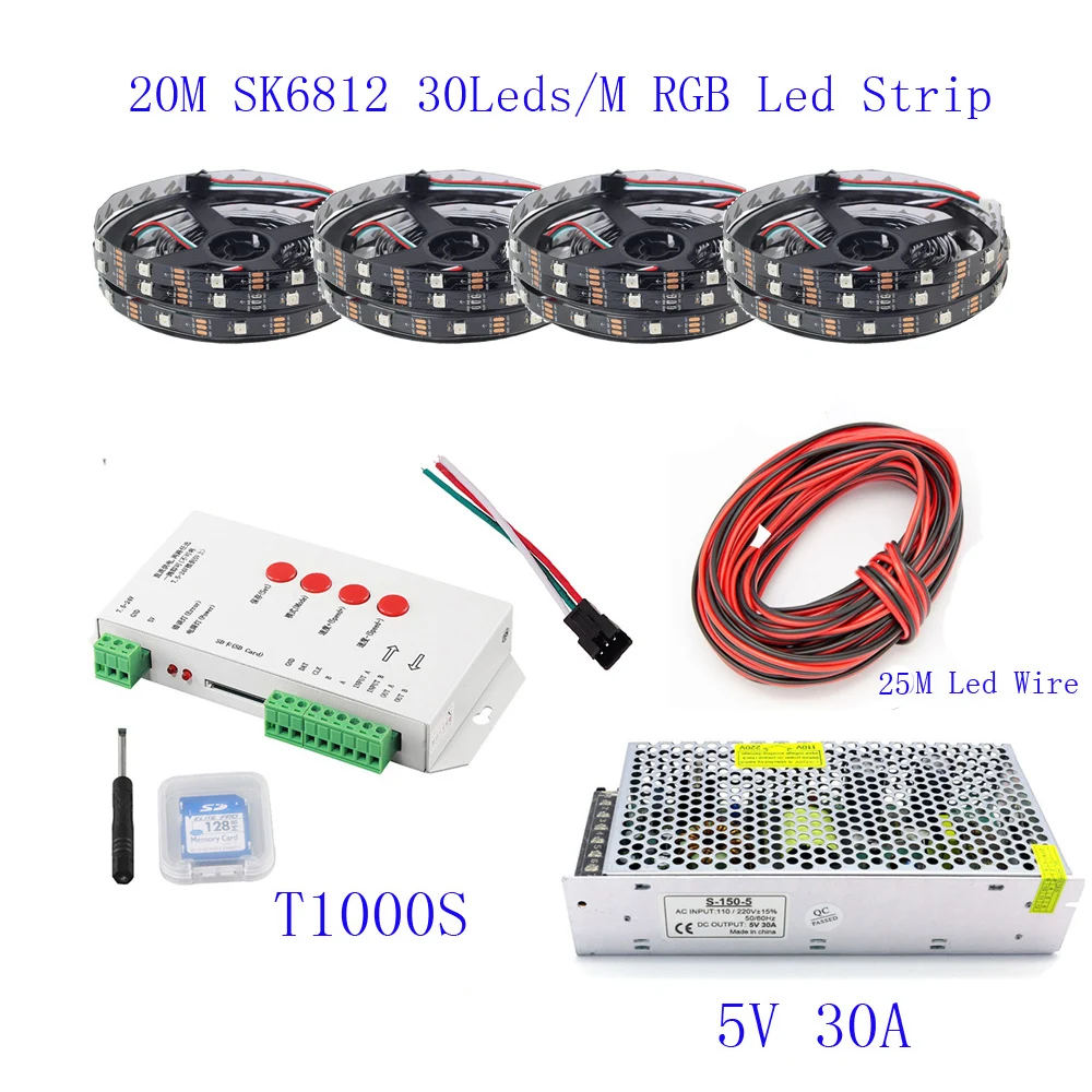 25 м 20 15 10 5 WS2812B Светодиодная лента IC 30 светодиодов/м RGB умная Пиксельная полоса +
