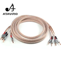 1 pair ataudio 12tc hifi speaker cable high quality pure occ speaker wire with banana jack