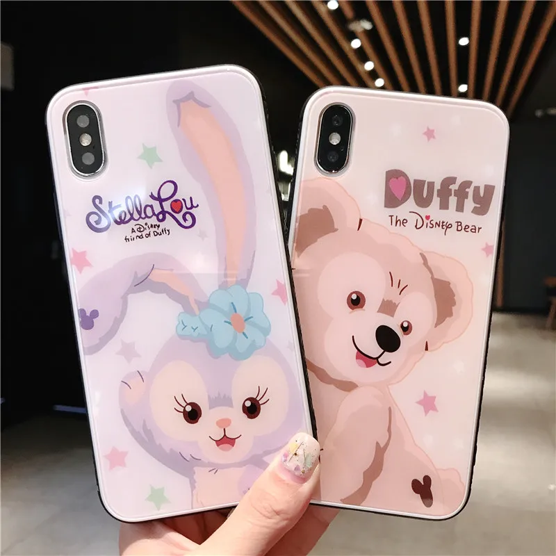 В виде медвежонка и кролика для iPhone6s 7 8 закаленное Стекло чехол iPhone X Xs XR Max