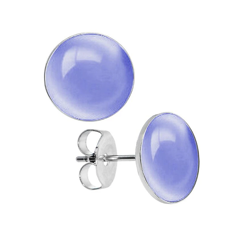 Purple Ruifan,, 8 цветов, минимализм, Круглый кошачий глаз, камень, опал, серьги, стальные серьги-гвоздики для женщин, модное ювелирное изделие, YEA232 - Окраска металла: Purple