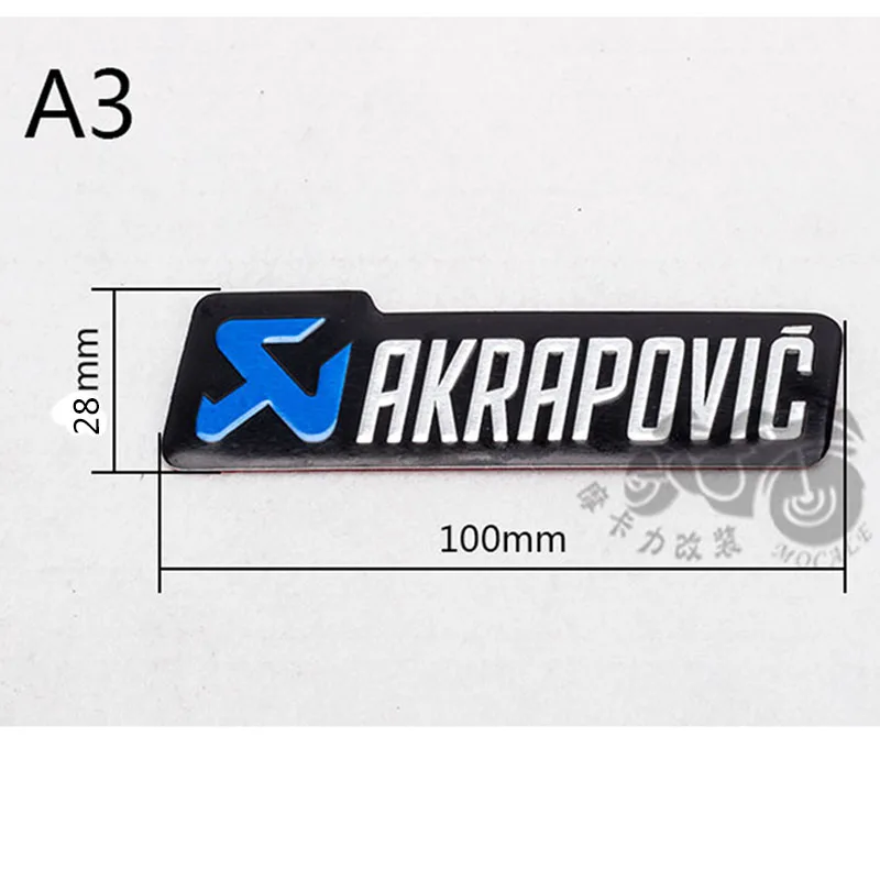 Универсальный 100X28 мм алюминиевый 3D стикер для этикеток s Akrapovic глушитель наклейка глушитель наклейки для мотоцикла - Цвет: 30pcs A3