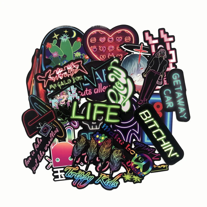 100 шт. неоновые светильник йки аниме иконы животные милые наклейки подарки для