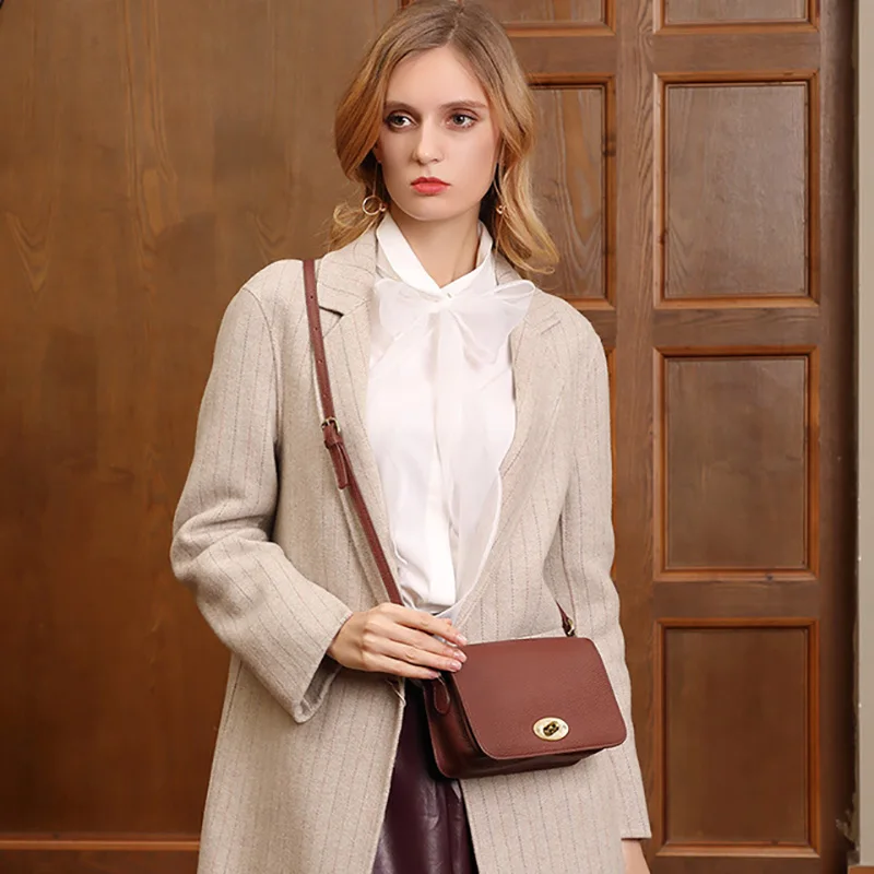 

Genuine Leather Small Square Women Cowhide Shoulder Bag Female Simple Style Crossbody Messenger bag Day Clutches Purse