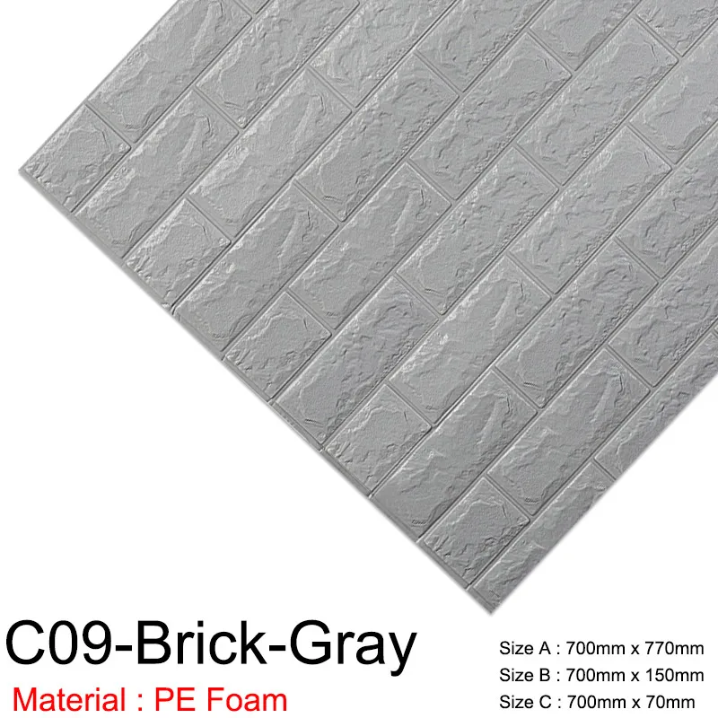 C09-Brick-Gray 3D стикер на стену s мраморная кирпичная кожура и самоклеящаяся настенная бумага водонепроницаемый DIY Кухня Ванная домашняя Наклейка на стену виниловая - Цвет: C09-Brick-Gray